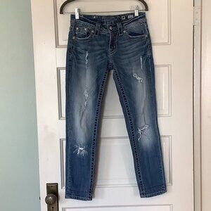 Miss Me women's denim jeans 27 signature cropped embellished distressed